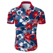 Load image into Gallery viewer, New England Patriots Hawaiian 3D Shirt Print Full Tropical Flower Short Sleeve Slim Fit Body- NFL