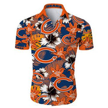 Load image into Gallery viewer, Chicago Bears Hawaiian 3D Shirt Tropical Flower Short Sleeve Slim Fit Body-NFL