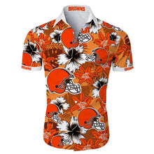 Load image into Gallery viewer, Cleveland Browns Hawaiian Shirt Tropical Flower Short Sleeve Slim Fit Body Gift for Fans