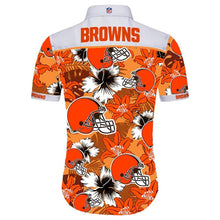 Load image into Gallery viewer, Cleveland Browns Hawaiian Shirt Tropical Flower Short Sleeve Slim Fit Body Gift for Fans