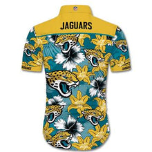 Load image into Gallery viewer, Jacksonville Jaguars Hawaiian Shirt Tropical Flower Short Sleeve Slim Fit Body-NFL