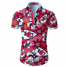 Load image into Gallery viewer, Kansas City Chiefs Hawaiian Shirt Tropical Flower Short Sleeve Slim Fit Body Cheap For Fan NFL