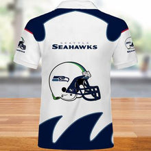Load image into Gallery viewer, Men's Seattle Seahawks Polo Shirt White 3D Tshirt Gift For Fans NFL