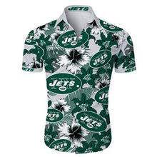Load image into Gallery viewer, New York Jets Hawaiian 3D Shirt Tropical Flower Short Sleeve Slim Fit Body-NFL