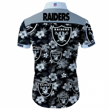Load image into Gallery viewer, Oakland Raiders Hawaiian 3D Shirt Tropical Flower Short Sleeve Slim Fit Body-NFL