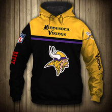 Load image into Gallery viewer, N.F.L.MINNESOTA-VIKINGS-TEAM-PULLOVER-HOODIES/NICE-CUSTOM-3D-GRAPHIC-PRINTED-DOUBLE-SIDED-ALL-OVER-GRAPHIC-VIKINGS-LOGOS & OFFICIAL-VIKINGS-TEAM-COLORS/WARM-PREMIUM-OFFICIAL-N.F.L.VIKINGS-TEAM-PULLOVER-GAME-DAY-HOODIES