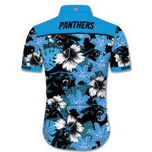 Load image into Gallery viewer, Carolina Panthers Hawaiian 3D Shirt Tropical Flower Short Sleeve Slim Fit Body-NFL
