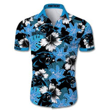 Load image into Gallery viewer, Carolina Panthers Hawaiian 3D Shirt Tropical Flower Short Sleeve Slim Fit Body-NFL
