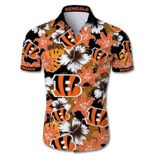 Load image into Gallery viewer, Cincinnati Bengals Hawaiian 3D Shirt Tropical Flower Short Sleeve Slim Fit Body- NLF

