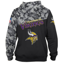 Load image into Gallery viewer, N.F.L.MINNESOTA-VIKINGS-CAMO.DESIGN-PULLOVER-HOODIES/3D-CUSTOM-VIKINGS-LOGOS &amp; OFFICIAL-VIKINGS-TEAM-COLORS/DETAILED-3D-GRAPHIC-PRINTED-DOUBLE-SIDED/ALL-OVER-ENTIRE-HOODIE-PRINTED-DESIGN/WARM-PREMIUM-N.F.L.VIKINGS-PULLOVER-CAMO.HOODIES
