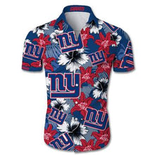 Load image into Gallery viewer, New York Giants Hawaiian Shirt Tropical Flower Short Sleeve Slim Fit Body-NFL
