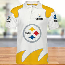 Load image into Gallery viewer, Pittsburgh Steelers Men's Polo 3D Shirts White Print Full Gift For Fans NFL
