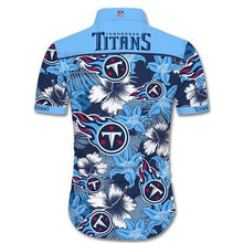 Load image into Gallery viewer, Tennessee Titans Hawaiian 3D Shirt Tropical Flower Short Sleeve Slim Fit Body-NFL
