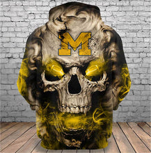 Load image into Gallery viewer, Michigan Wolverines Skull Hoodie NFL Professional National Football League team Sweater Shirt
